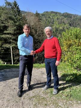 Župan dr. Tomaž Rožen in vodja Službe za obnovo po poplavah Boštjan Šefic